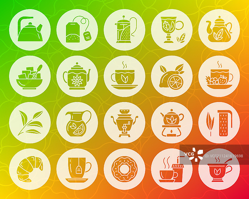 茶叶形状雕刻扁平图标集图片素材