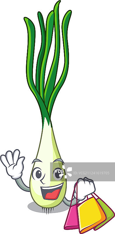 卡通风格的切菜板上的新鲜青葱图片素材