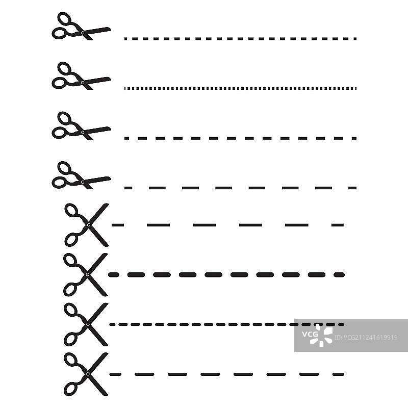 剪刀虚线套装图片素材