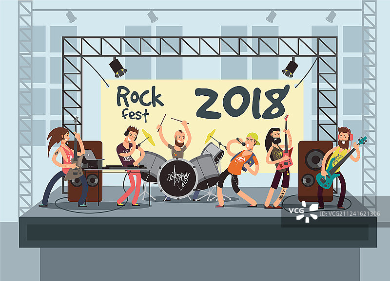 年轻音乐家在舞台上表演音乐图片素材