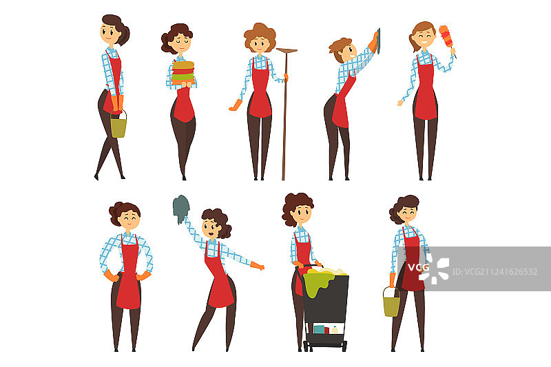 清洁公司女性专业清洁员套装图片素材