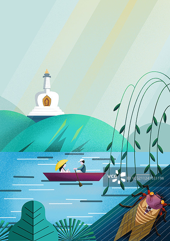 夏天泛舟图片素材