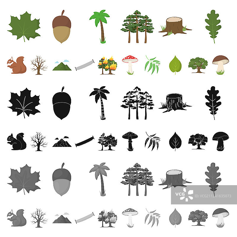 森林与自然卡通图标合集图片素材