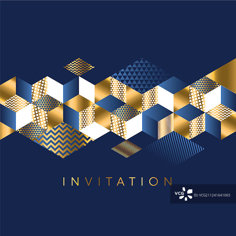 豪华海洋几何图案邀请函图片素材