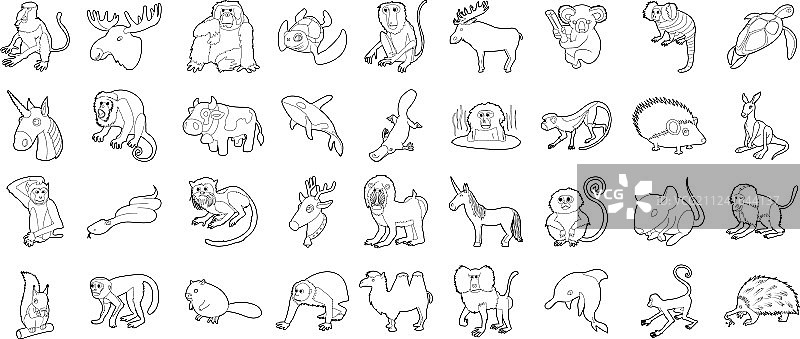 动物图标集轮廓样式图片素材