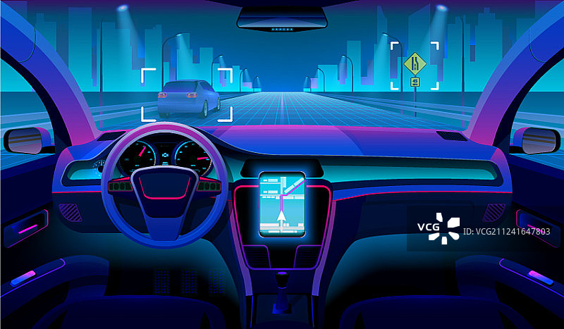 未来无人驾驶汽车内饰图片素材