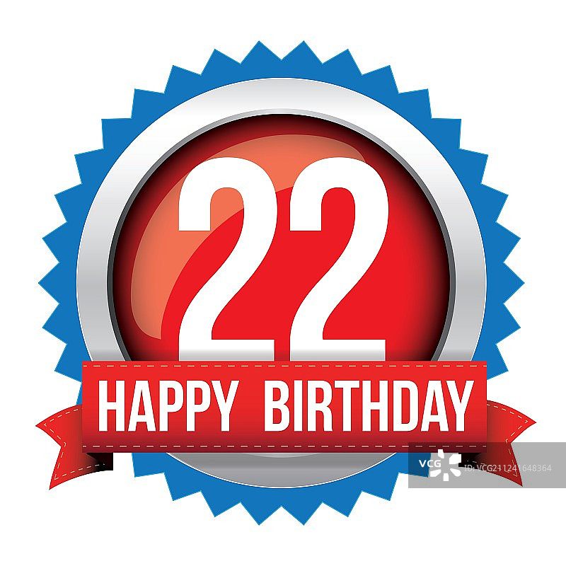 22周年生日快乐徽章缎带图片素材
