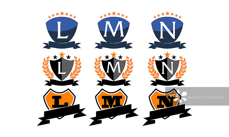 星星丝带盾牌首字母组合标志图片素材