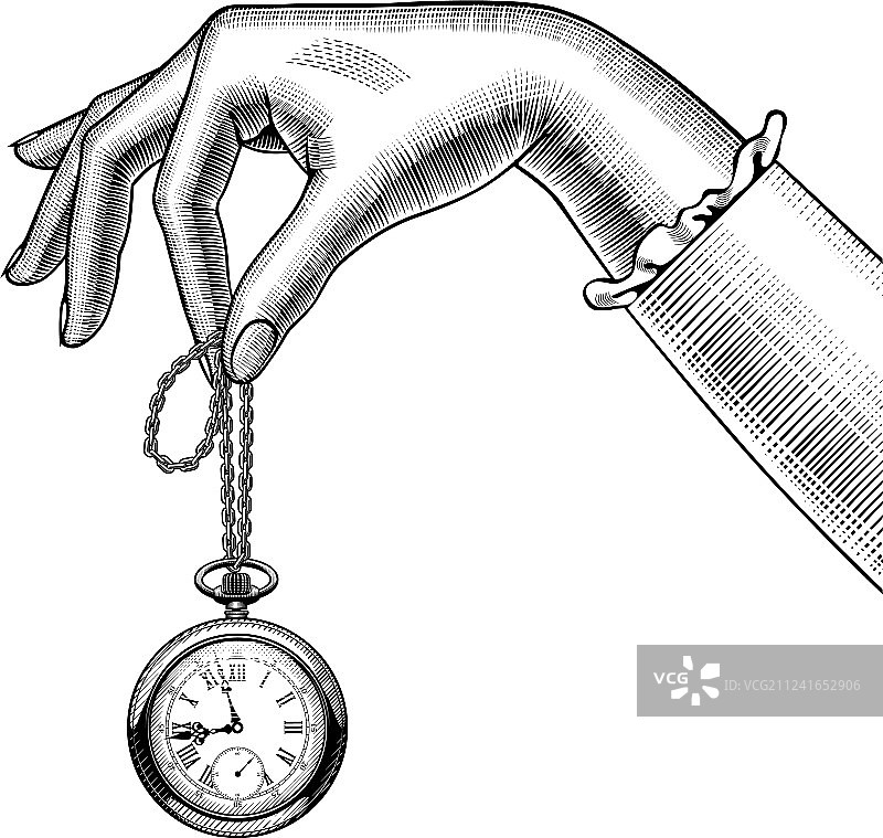 女人手持复古怀表图片素材