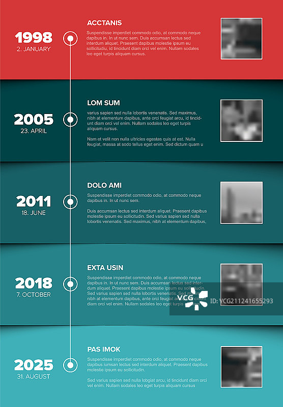 带有蓝色块和照片的时间轴模板图片素材
