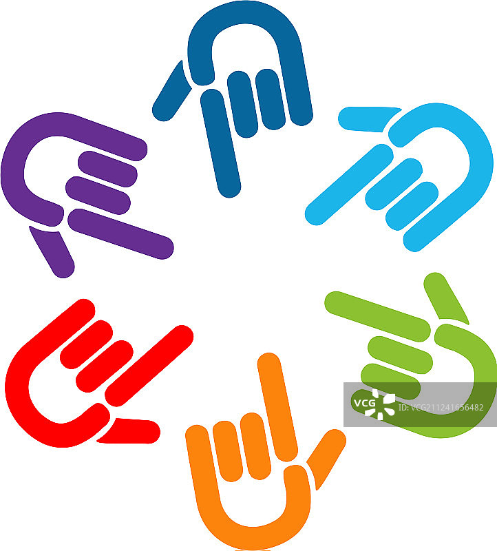 一组彩色手指指示图标图片素材