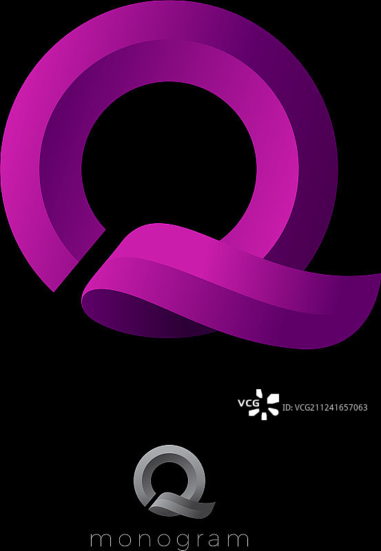 Q字母缎带标志图片素材