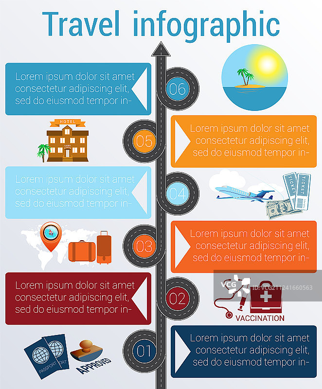 旅行信息图表模板6个位置图片素材