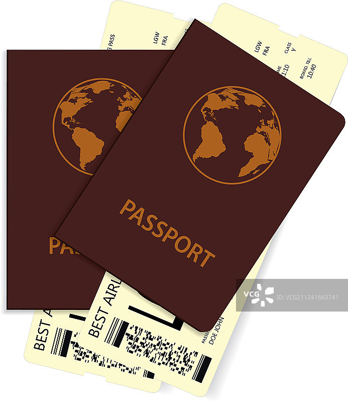 带有飞机票的护照图片素材