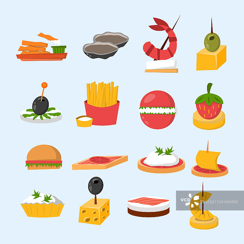 各种肉类鱼类奶酪宴会小吃图片素材
