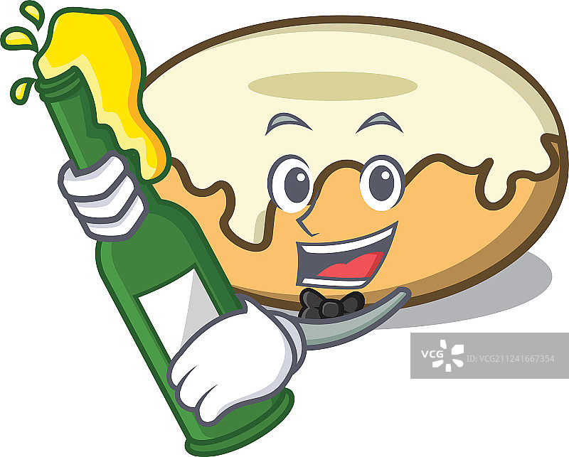 卡通吉祥物：啤酒糖霜甜甜圈图片素材