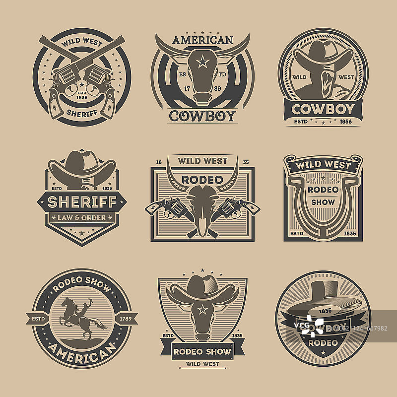 牛仔复古标签合集图片素材