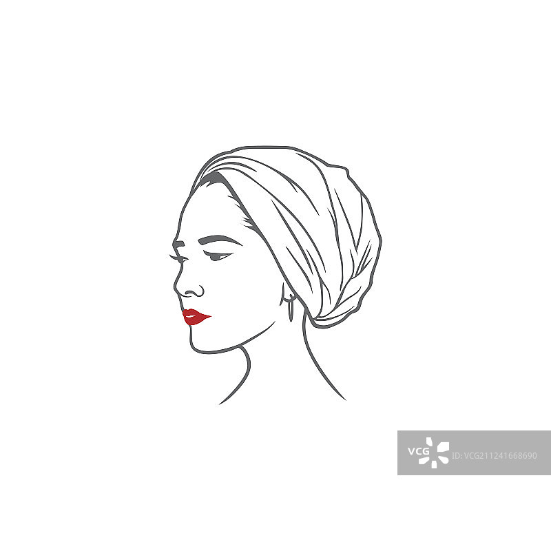 美丽的头巾女孩发型设计图片素材