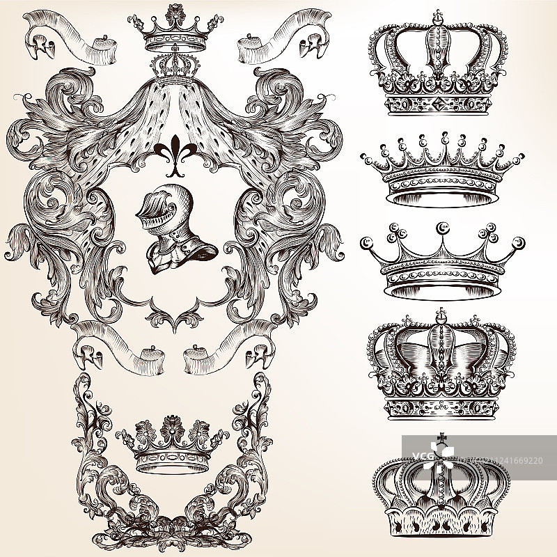 皇冠和精细盾牌合集图片素材