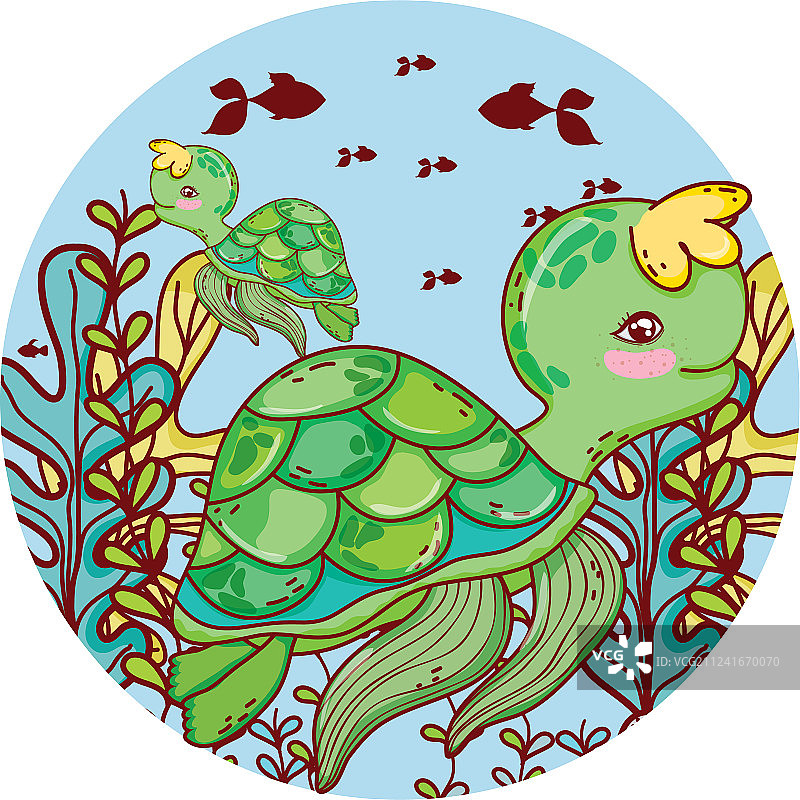 海藻与海龟图片素材