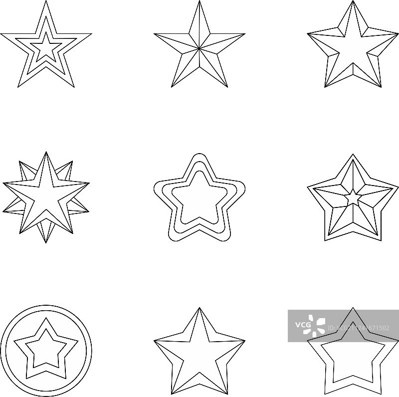 星星类型图标轮廓样式图片素材