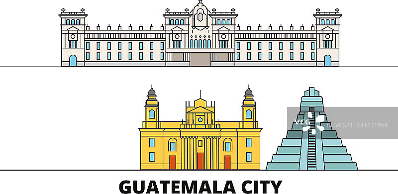 危地马拉城市扁平地标图片素材