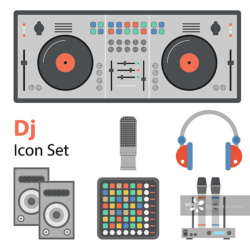 DJ扁平化合集图片素材