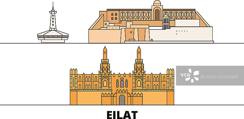 以色列埃拉特扁平地标图片素材