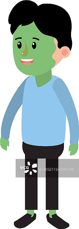 穿着绿色服装的快乐男孩图片素材