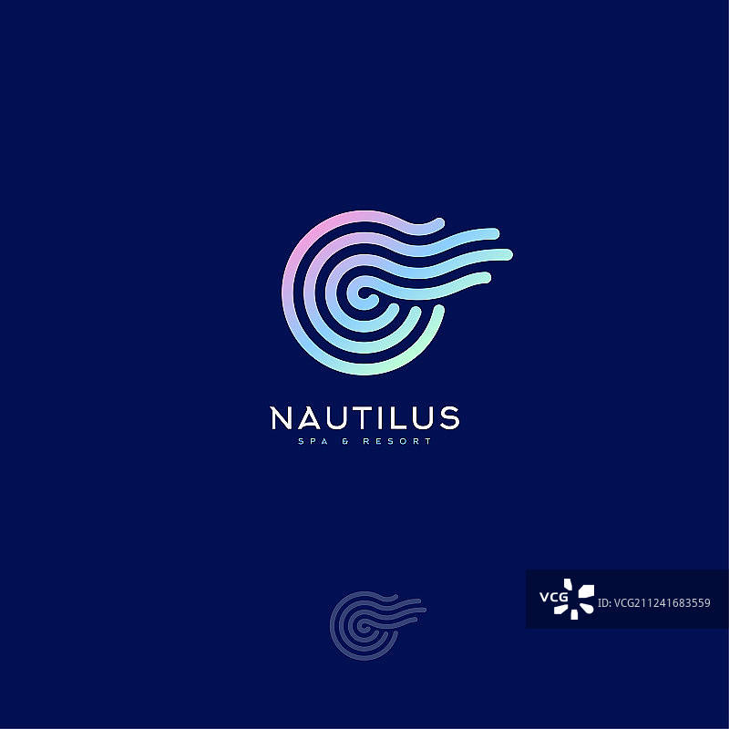 鹦鹉螺标志螺旋壳水疗度假村标志图片素材