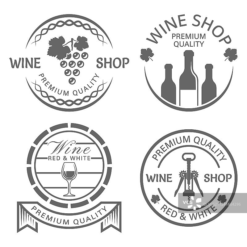 葡萄酒商店复古标签合集图片素材