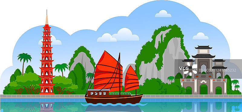 越南镇国寺全景图片素材