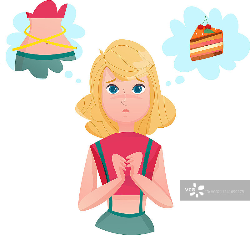 节食排队女士诱惑卡通人物图片素材