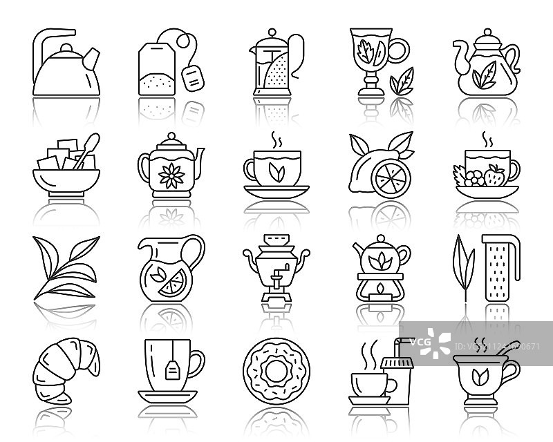 茶简约黑线图标集图片素材