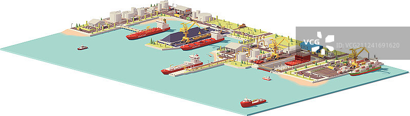 低多边形商业港口图片素材