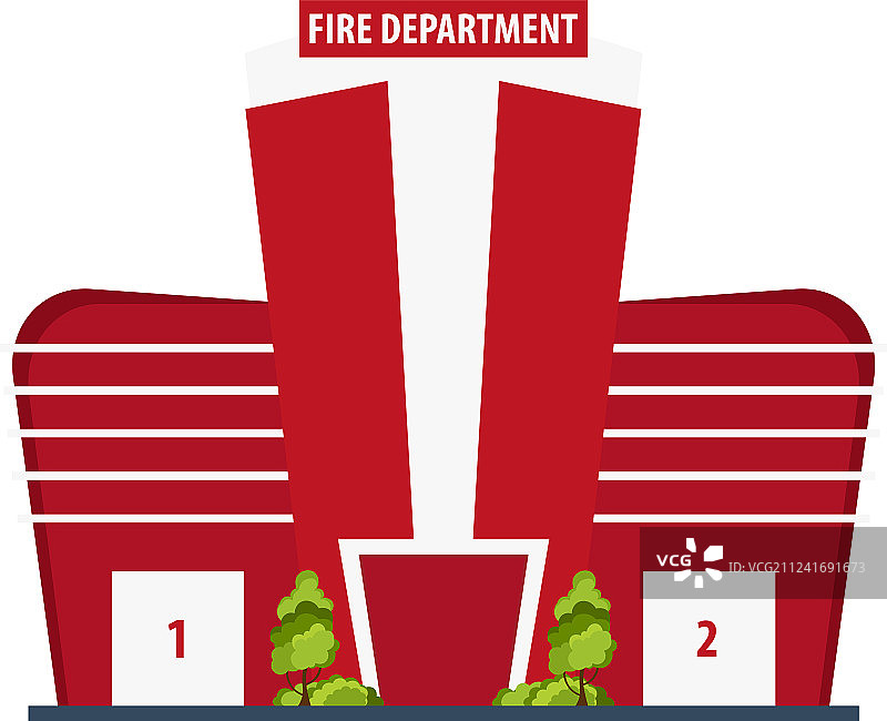 扁平风格的现代消防局建筑图片素材