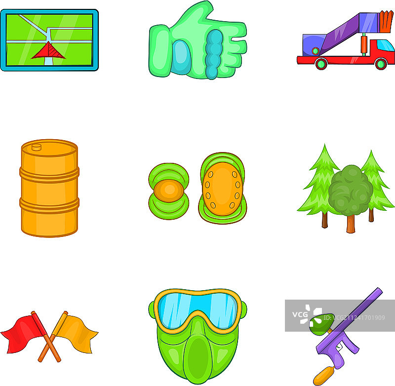 卡通风格的彩弹图标集图片素材