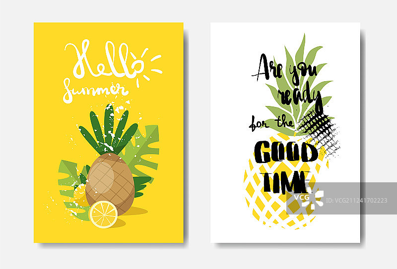 你好夏季菠萝徽章素材图片素材