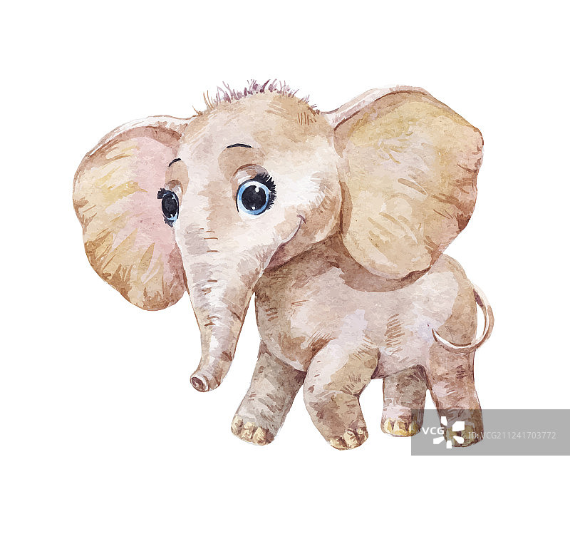 可爱水彩小象图片素材