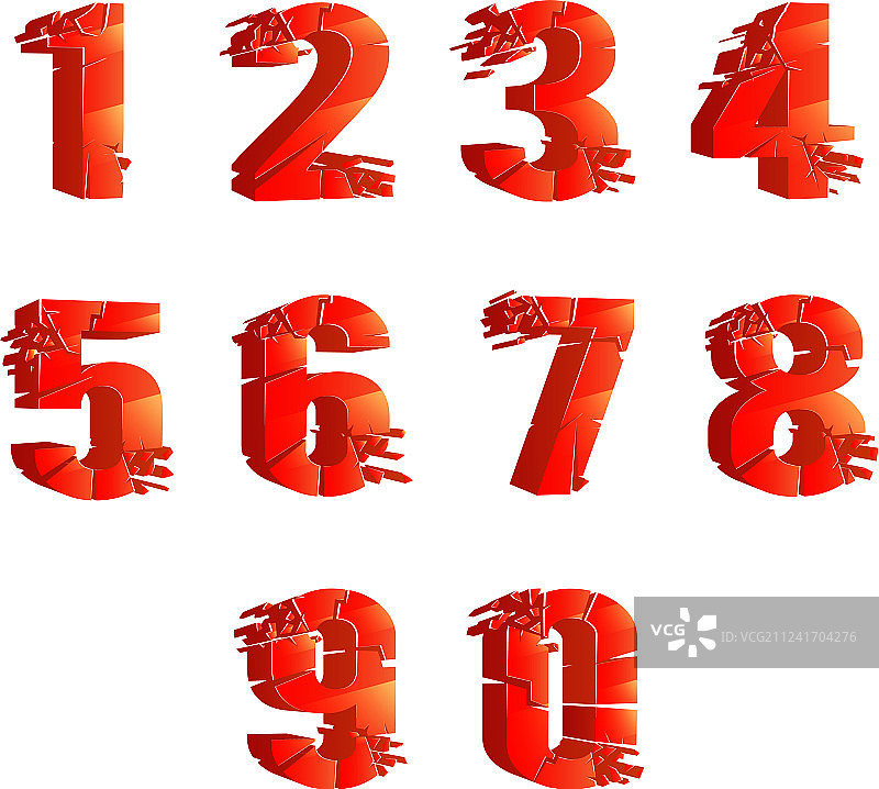 红色光面破裂碎片3D效果图片素材