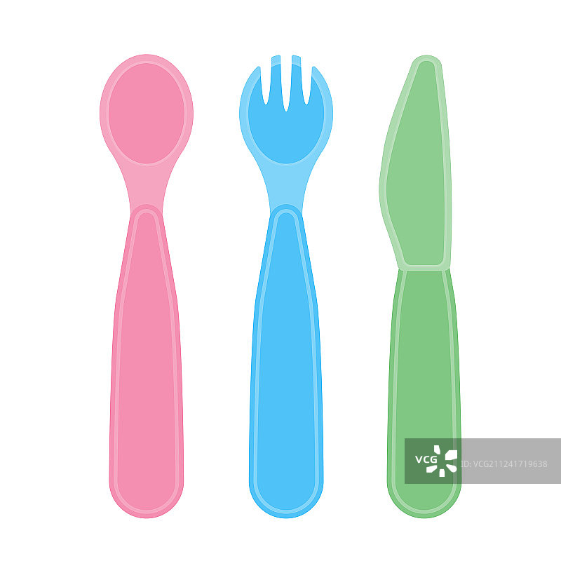 白色背景上的儿童餐具图片素材