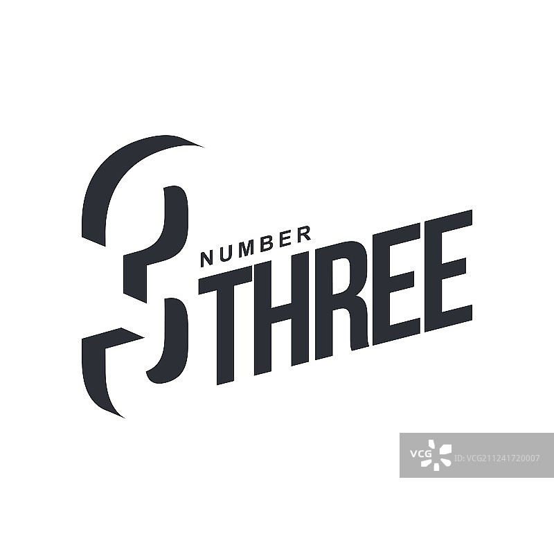 黑白色数字3对角线标志图片素材