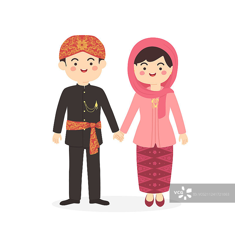 雅加达情侣卡通图片素材