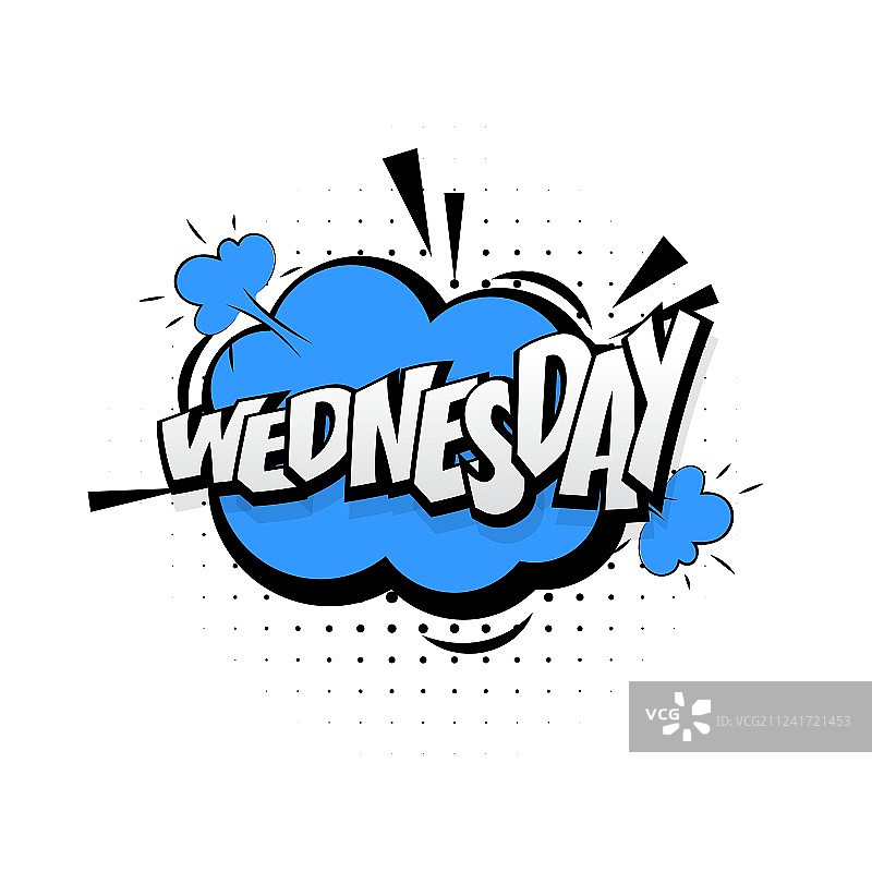 漫画蓝色效果波普艺术星期三图片素材