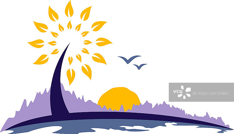 阳光下的树木标志图片素材