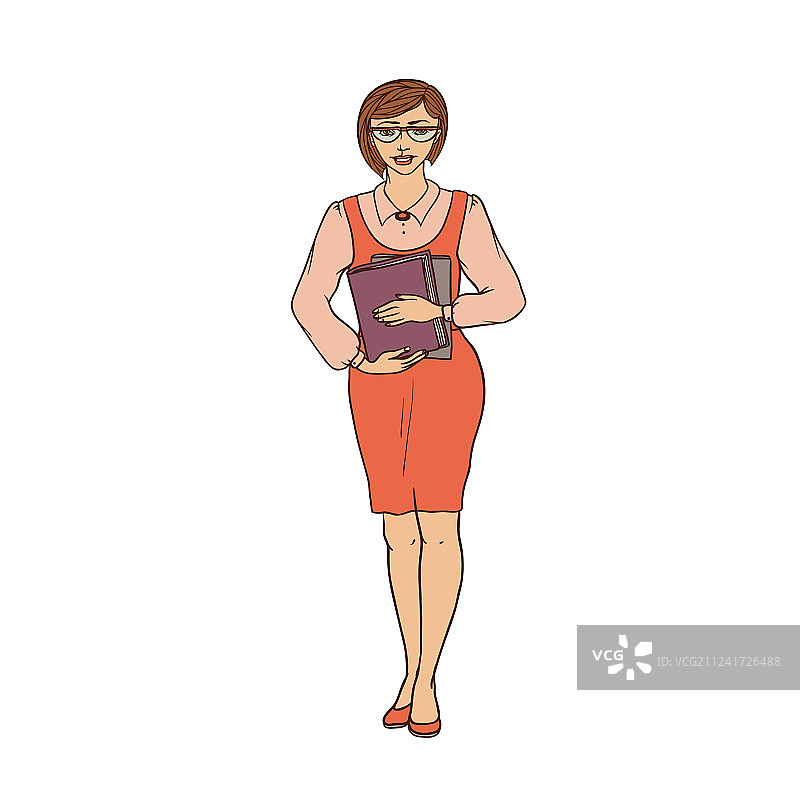 年轻女人担任教师、秘书或图书管理员图片素材