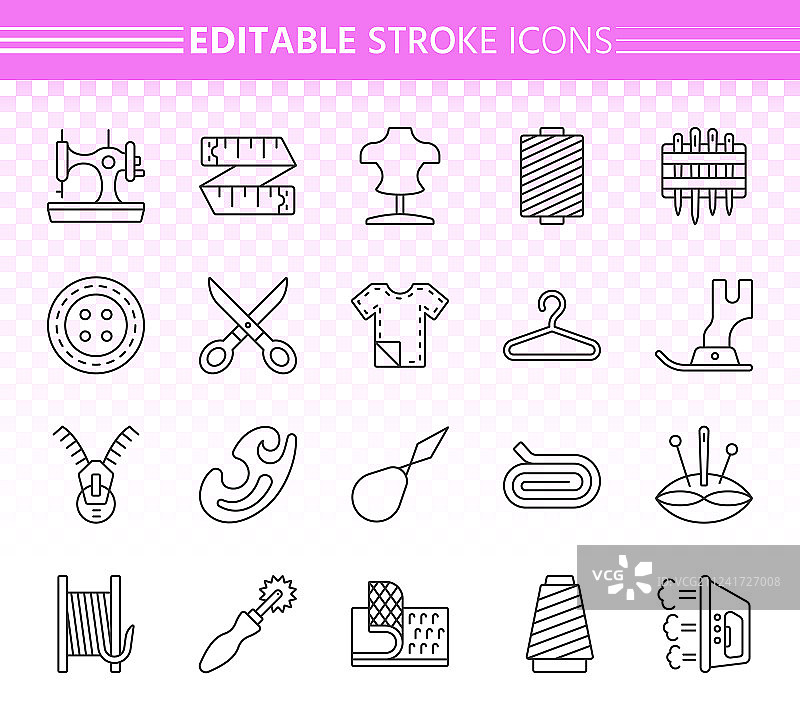 缝纫简约黑线图标合集图片素材