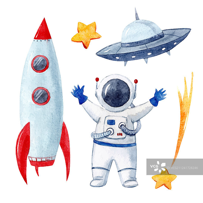 水彩婴儿太空套装图片素材