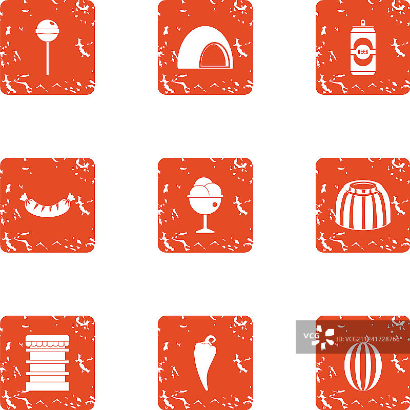 浪漫餐厅图标集合（做旧风格）图片素材