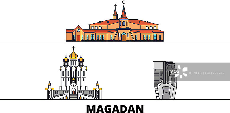 俄罗斯马加丹扁平地标图片素材